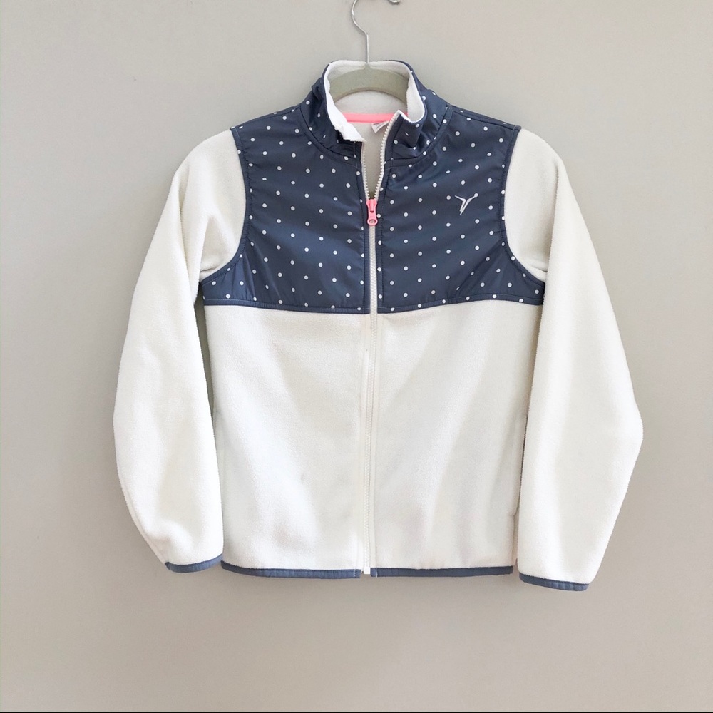 Girls off-white fleece jacket. Size 10/12